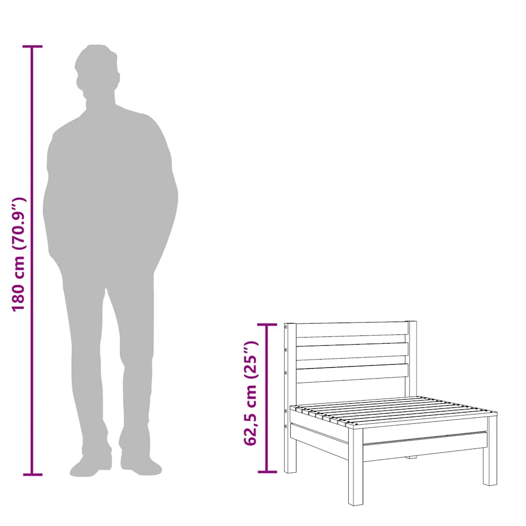 Divani Senza Braccioli Giardino 4pz Marrone Cera Massello Pino | homemem39