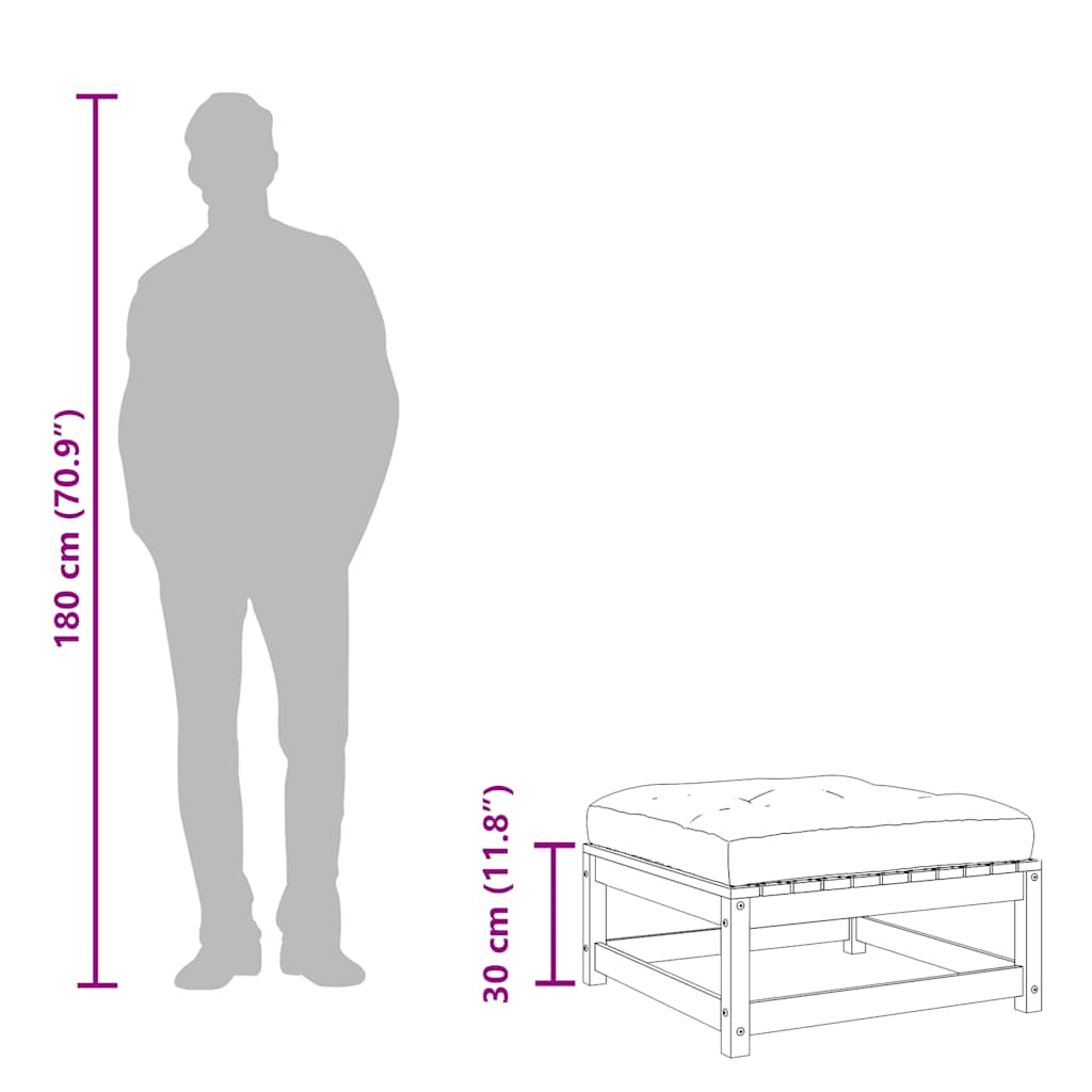Poggiapiedi Giardino con Cuscini 2 pz Legno Massello di Douglas