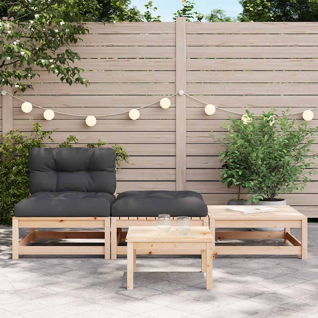 Divano da Giardino Senza Braccioli con Cuscini e Poggiapiedi - homemem39