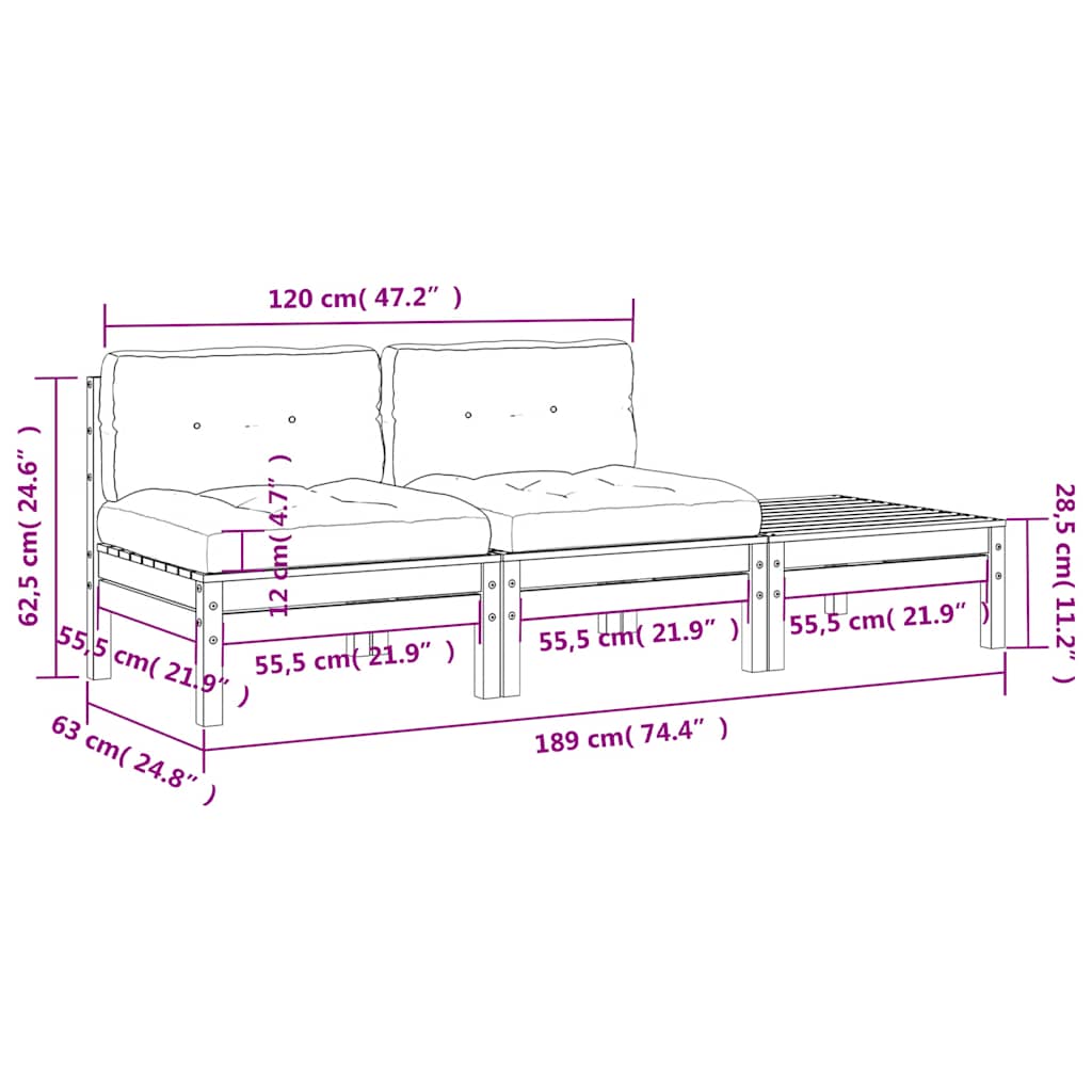 Divano da Giardino con Cuscini e Poggiapiedi 2 Posti - homemem39