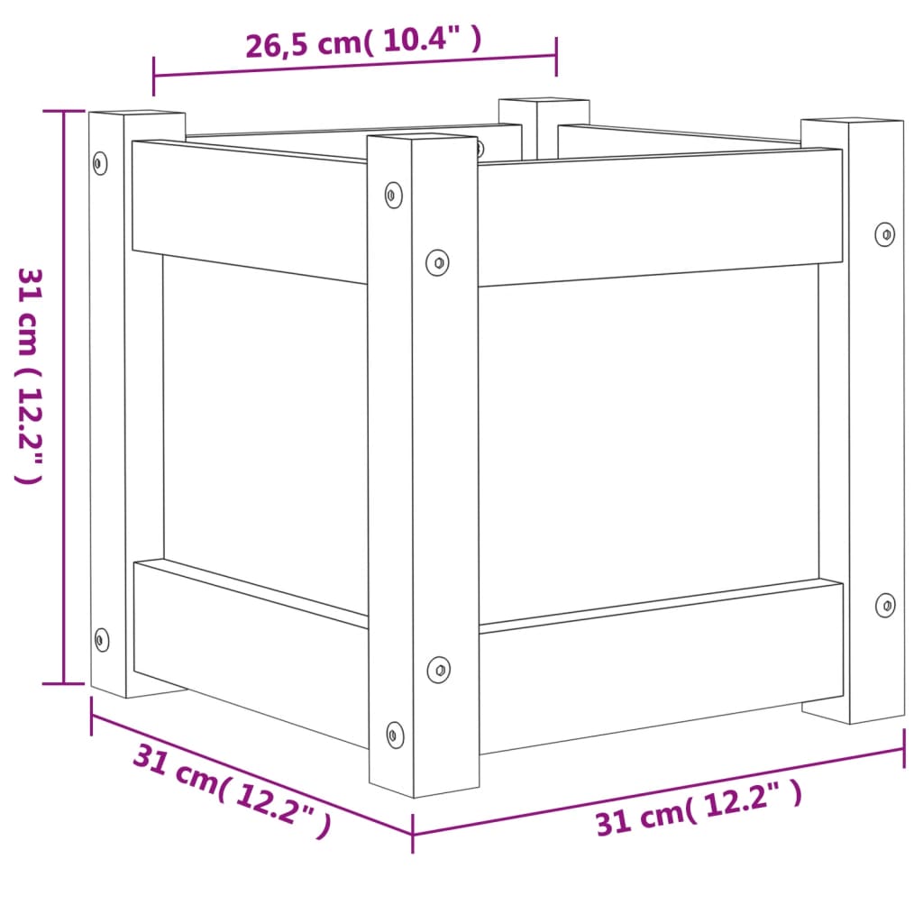 Fioriera da Giardino 31x31x31 cm in Legno Massello di Pino | homemem39
