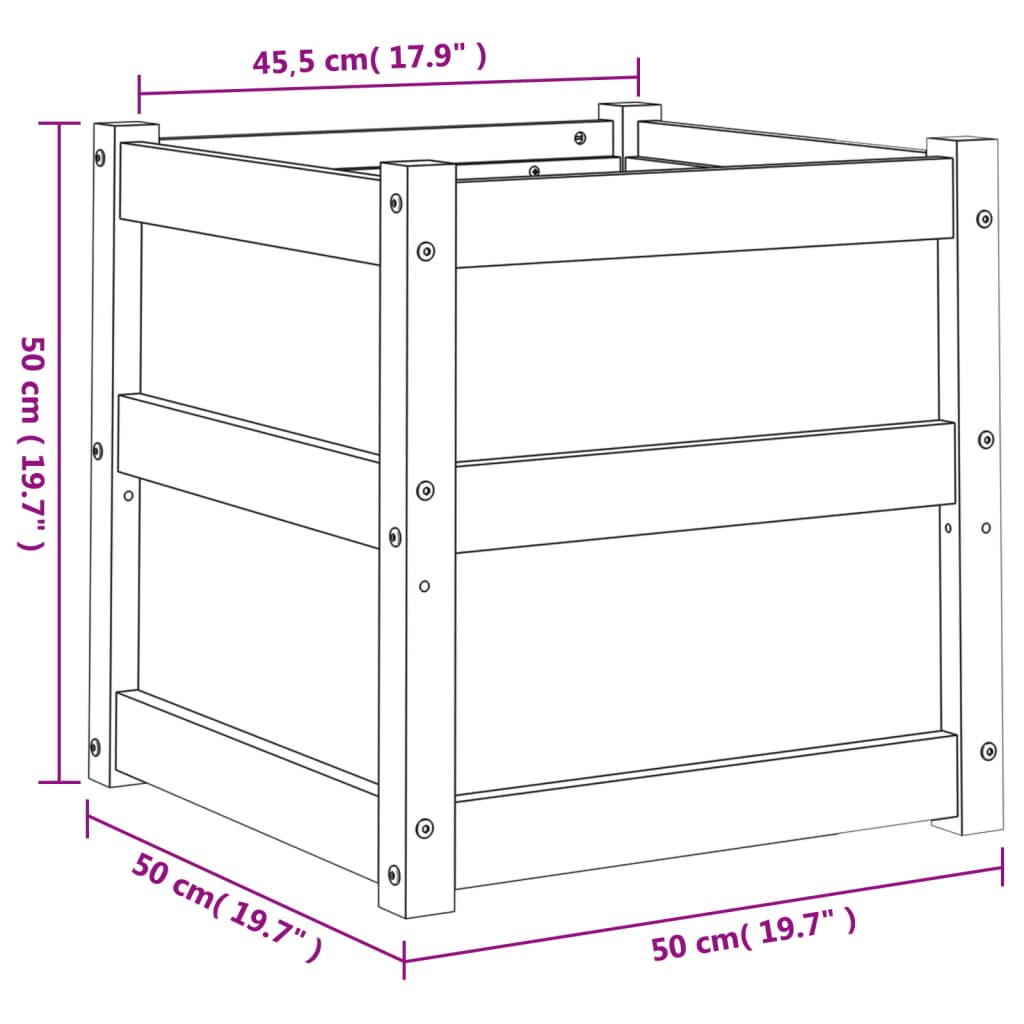 Fioriera da Giardino 50x50x50 cm in Legno Massello di Pino | homemem39