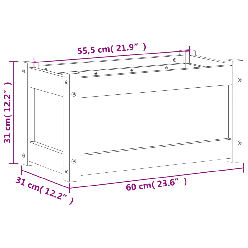 Fioriera Giardino Marrone Cera 60x31x31 cm Legno Massello Pino