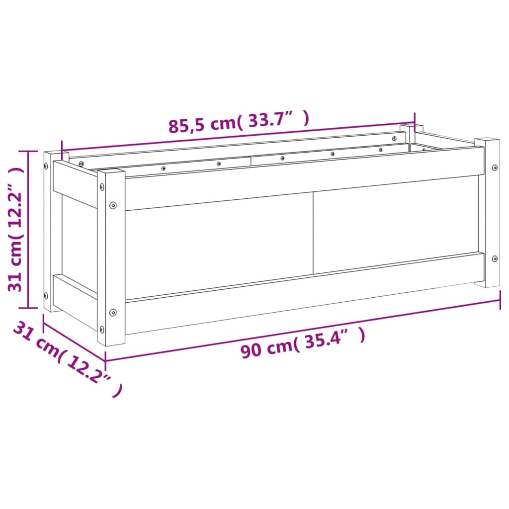 Fioriera da Giardino 90x31x31 cm in Legno Massello di Douglas | homemem39