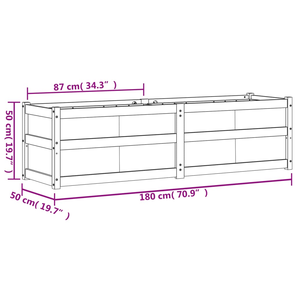 Fioriera Giardino Marrone Cera 180x50x50 cm Legno Massello Pino | homemem39