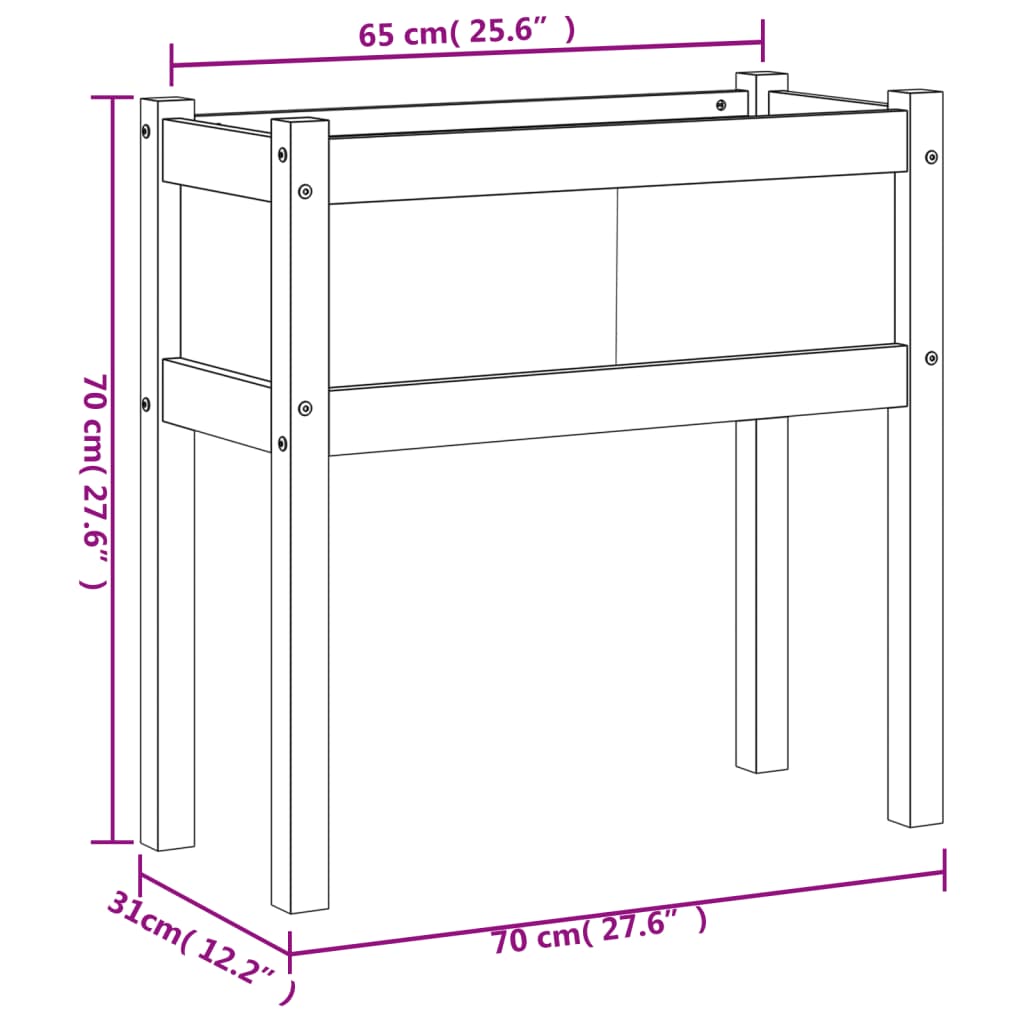 Fioriera Giardino con Gambe 70x31x70 cm Legno Pino Impregnato | homemem39