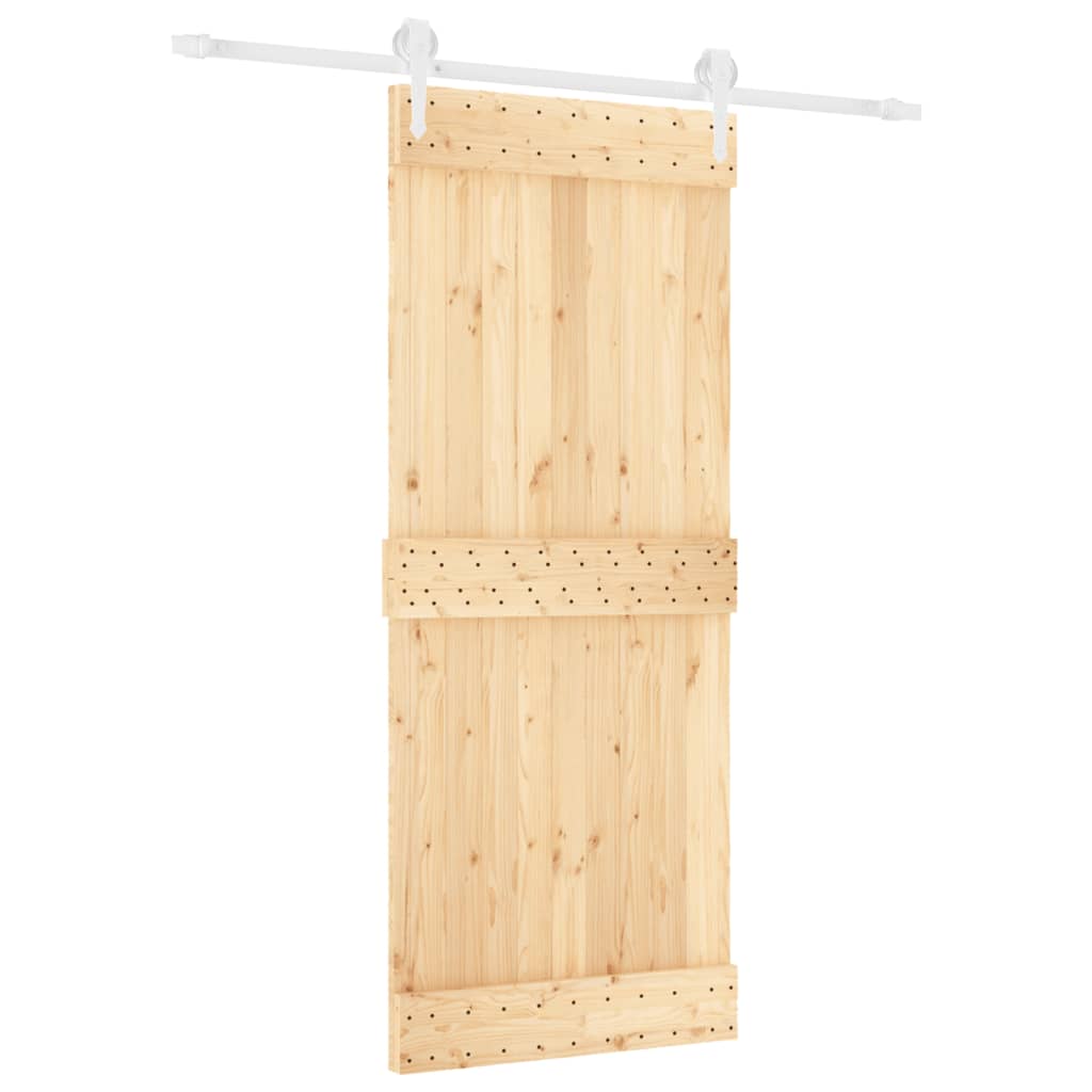 Porta Scorrevole con Set Hardware 85x210 cm Legno Massello Pino - homemem39