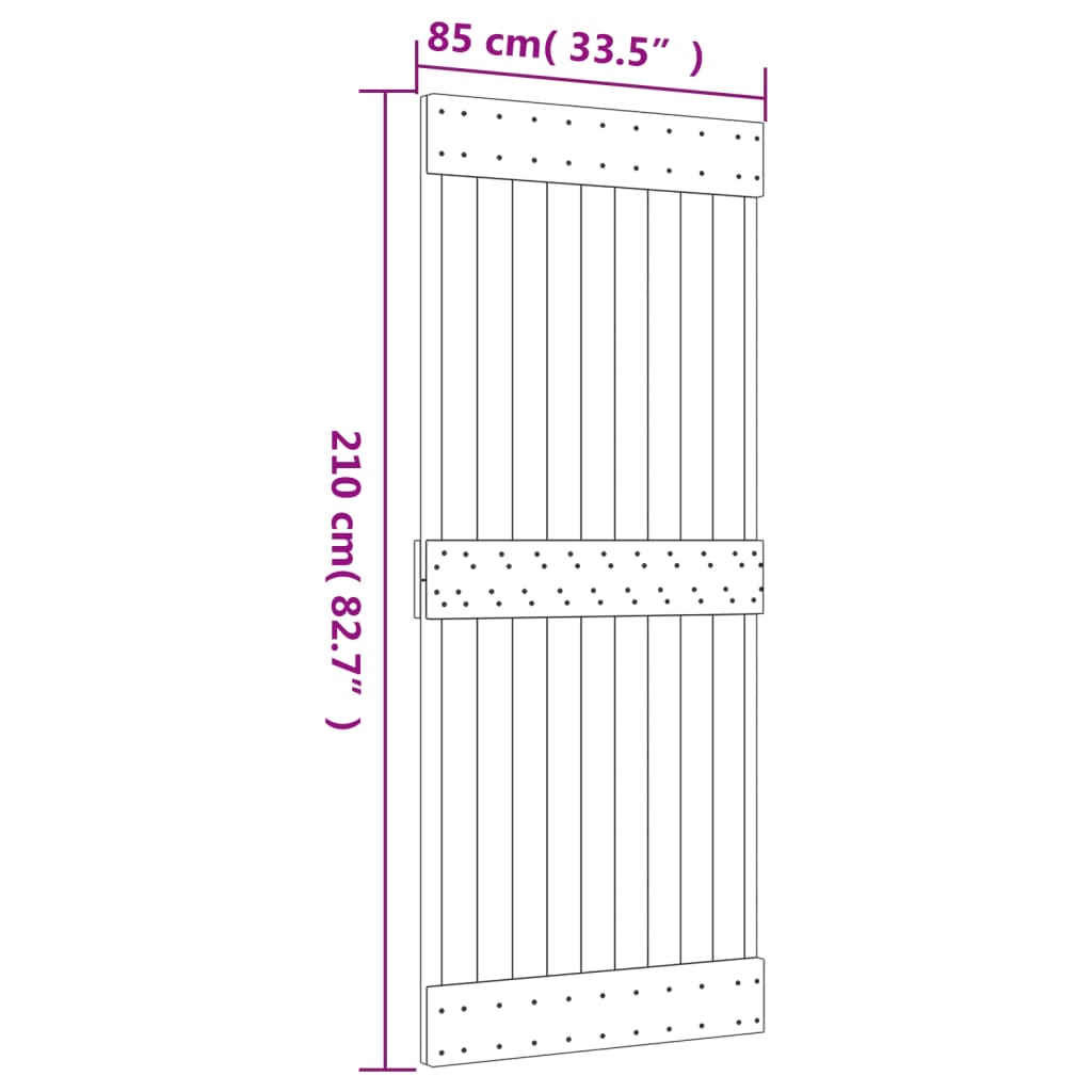 Porta Scorrevole con Set Hardware 85x210 cm Legno Massello Pino - homemem39