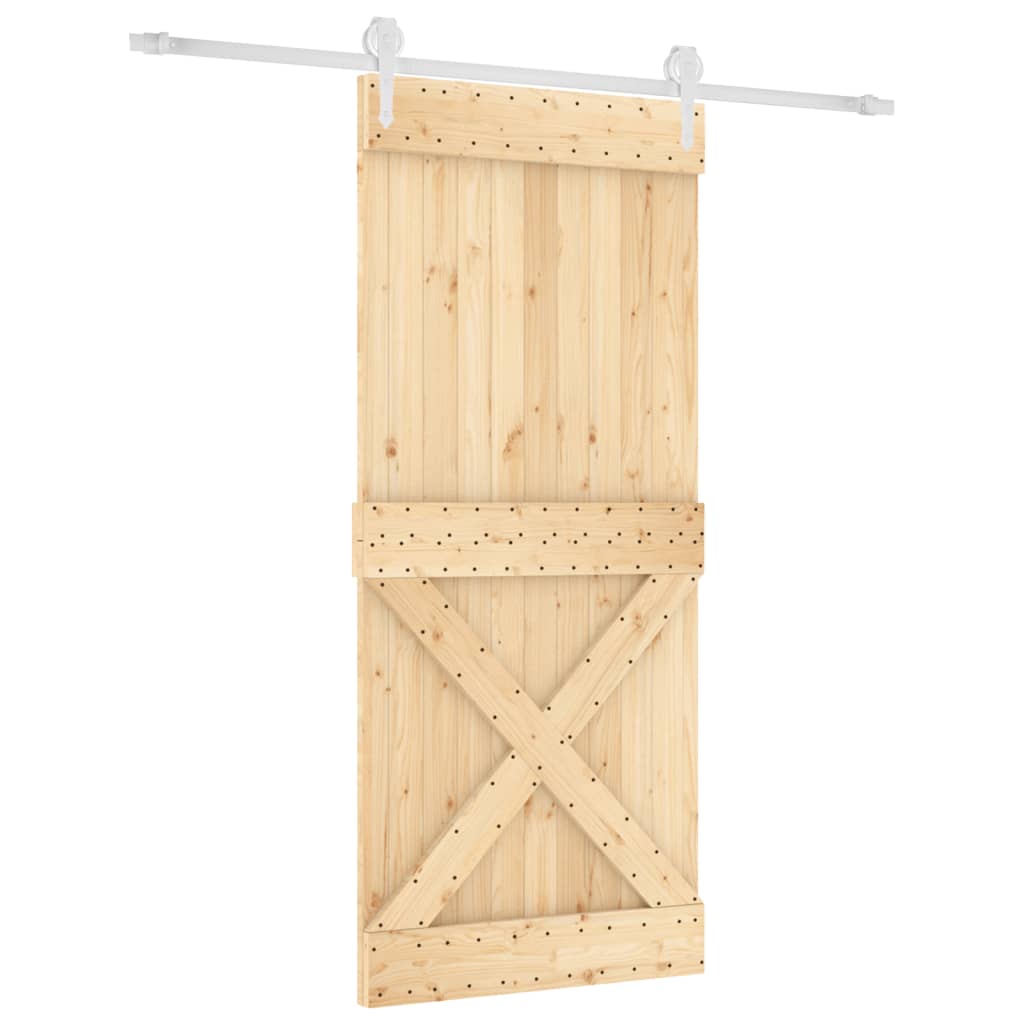 Porta Scorrevole con Set Hardware 90x210 cm Legno Massello Pino - homemem39