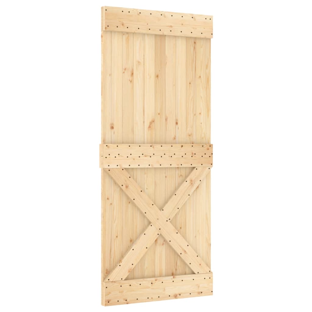 Porta Scorrevole con Set Hardware 90x210 cm Legno Massello Pino - homemem39