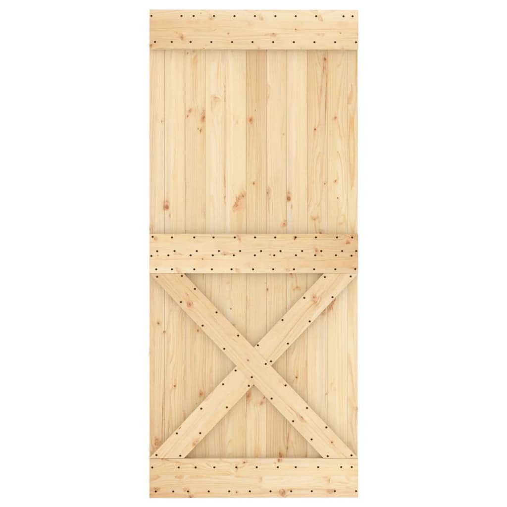 Porta Scorrevole con Set Hardware 90x210 cm Legno Massello Pino - homemem39