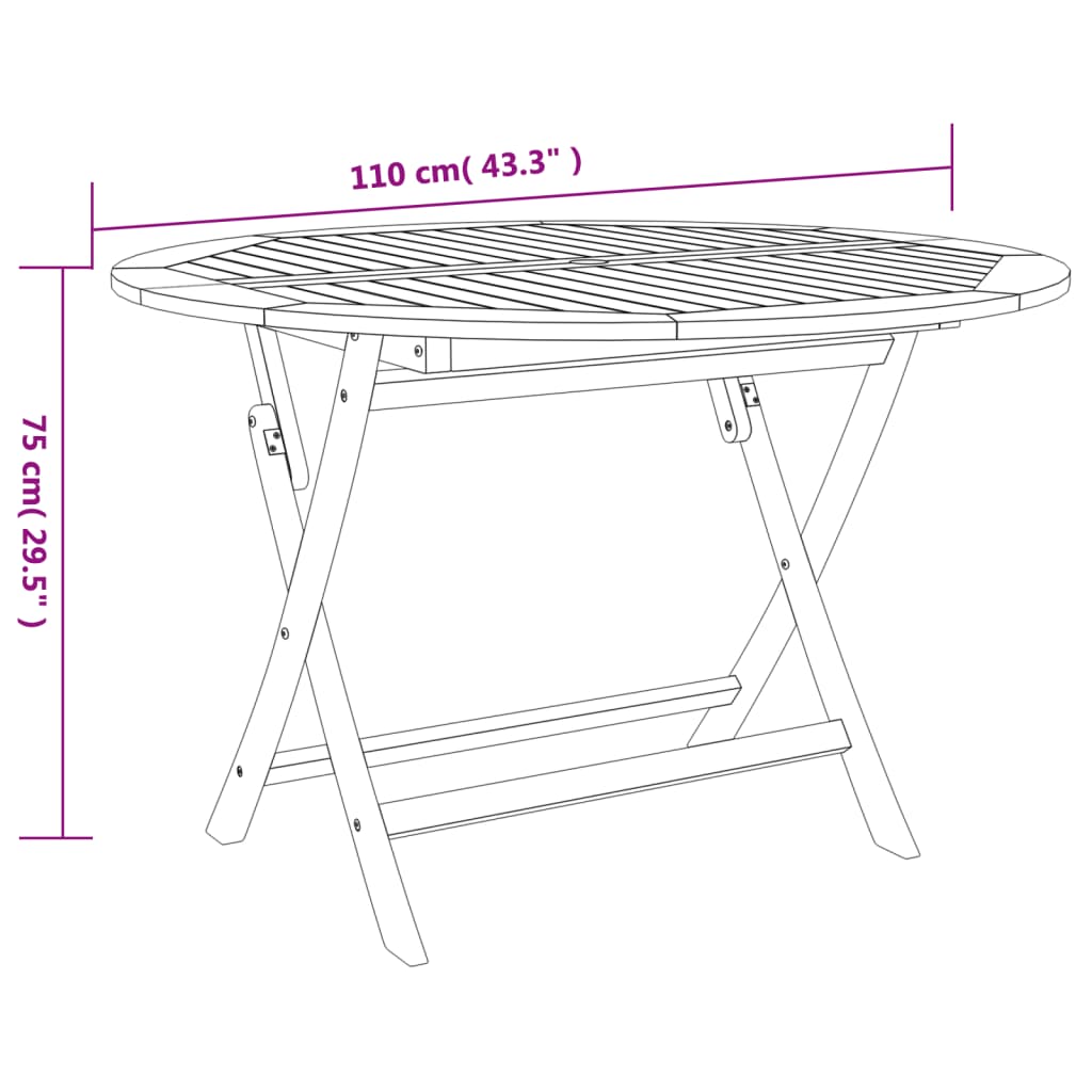 Set da Pranzo per Giardino 5 pz in Legno Massello di Acacia | homemem39