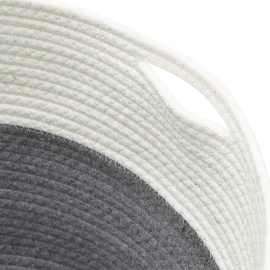 Cestino Portaoggetti Grigio e Bianco Ø40x35 cm in Cotone - homemem39