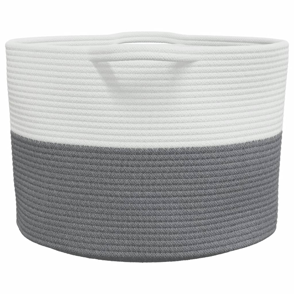 Cesto per Biancheria Grigio e Bianco Ø55x36 cm in Cotone - homemem39