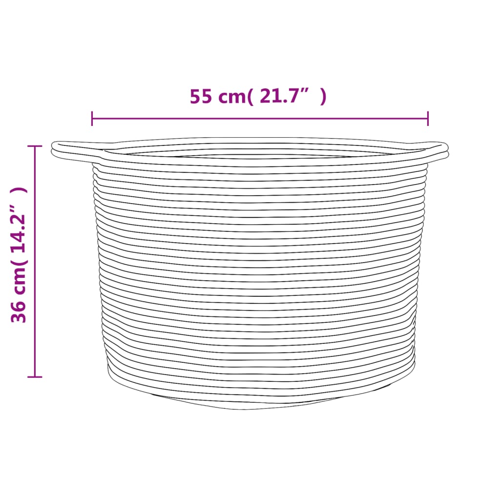 Cesto per Biancheria Beige e Bianco Ø55x36 cm in Cotone
