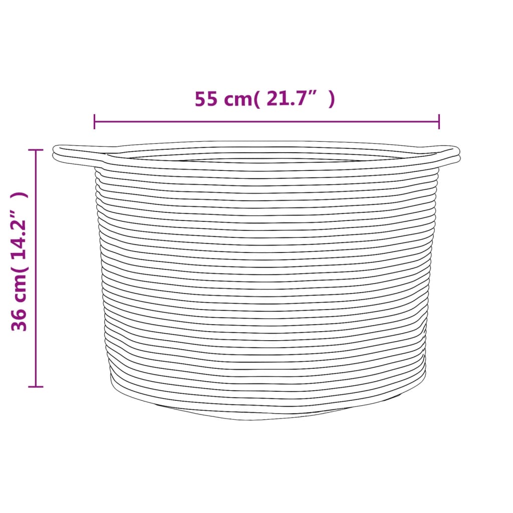 Cesto per Biancheria Marrone e Bianco Ø55x36 cm in Cotone