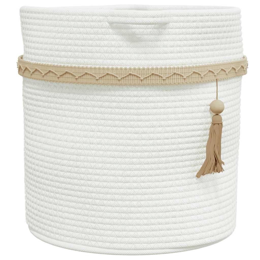 Cestino Portaoggetti Bianco Ø38x36 cm in Cotone - homemem39
