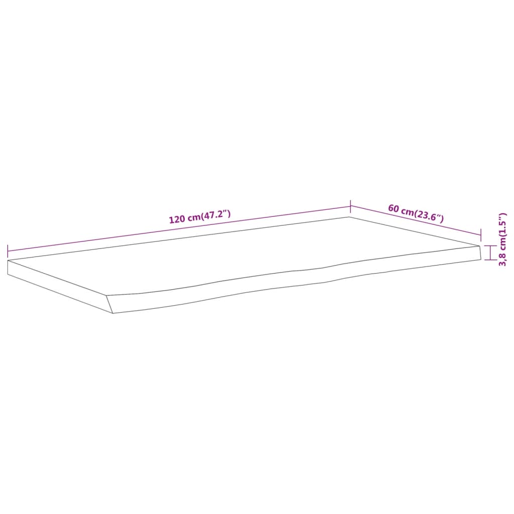 Piano Bagno 120x60x3,8 cm Rettangolare Legno Massello di Acacia | homemem39