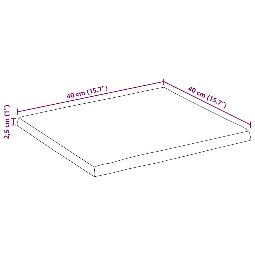 Piano Tavolo Bordi Vivi 40x40x2,5cm Massello Mango Grezzo | homemem39