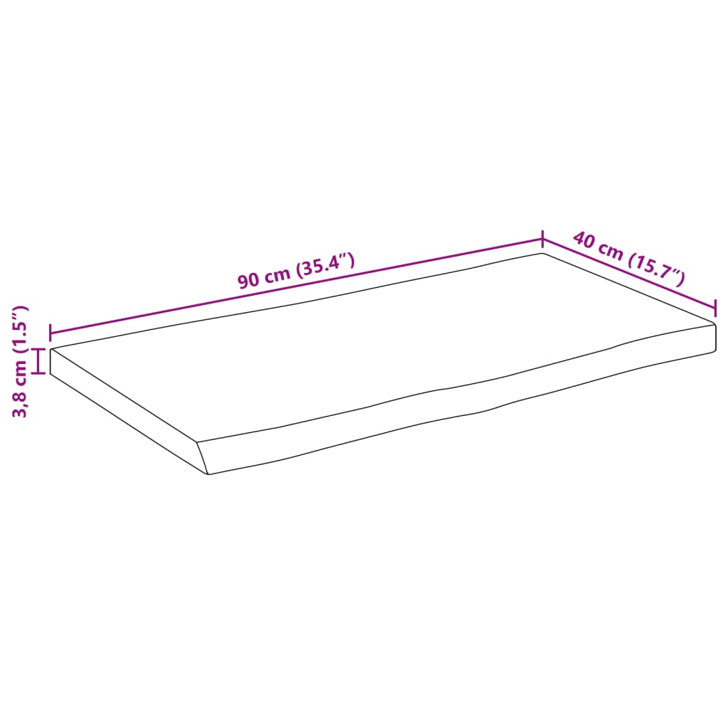 Piano per Tavolo 90x40x3,8cm Bordi Vivi in Legno Massello Mango | homemem39