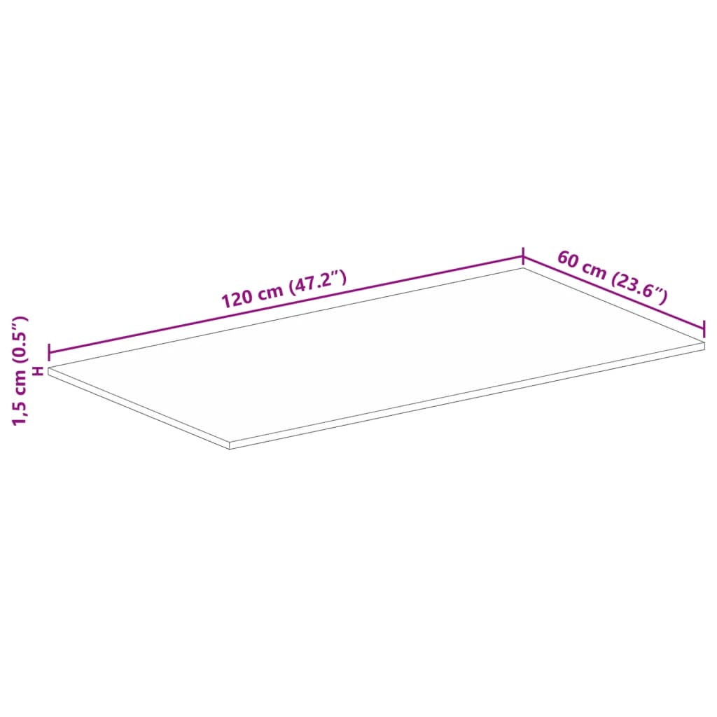 Piano Tavolo 120x60x1,5 cm Rettangolare in Massello di Recupero | homemem39