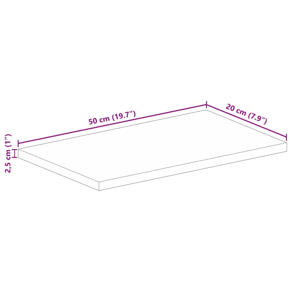 Piano per Tavolo 50x20x2,5 cm Rettangolare Legno Massello Mango