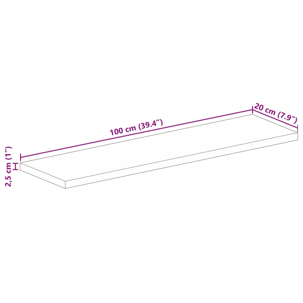 Piano per Tavolo 100x20x2,5 Rettangolare Legno Massello Mango | homemem39