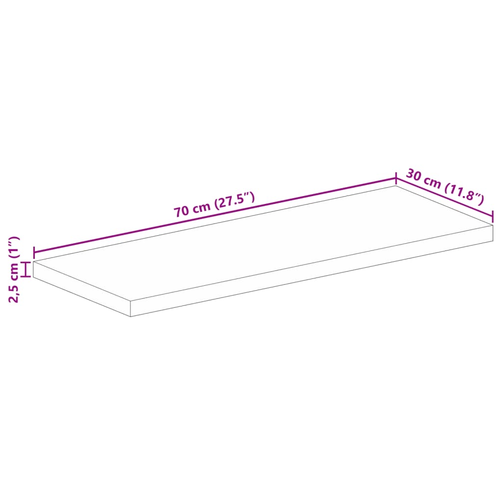 Piano per Tavolo 70x30x2,5 cm Rettangolare Legno Massello Mango | homemem39