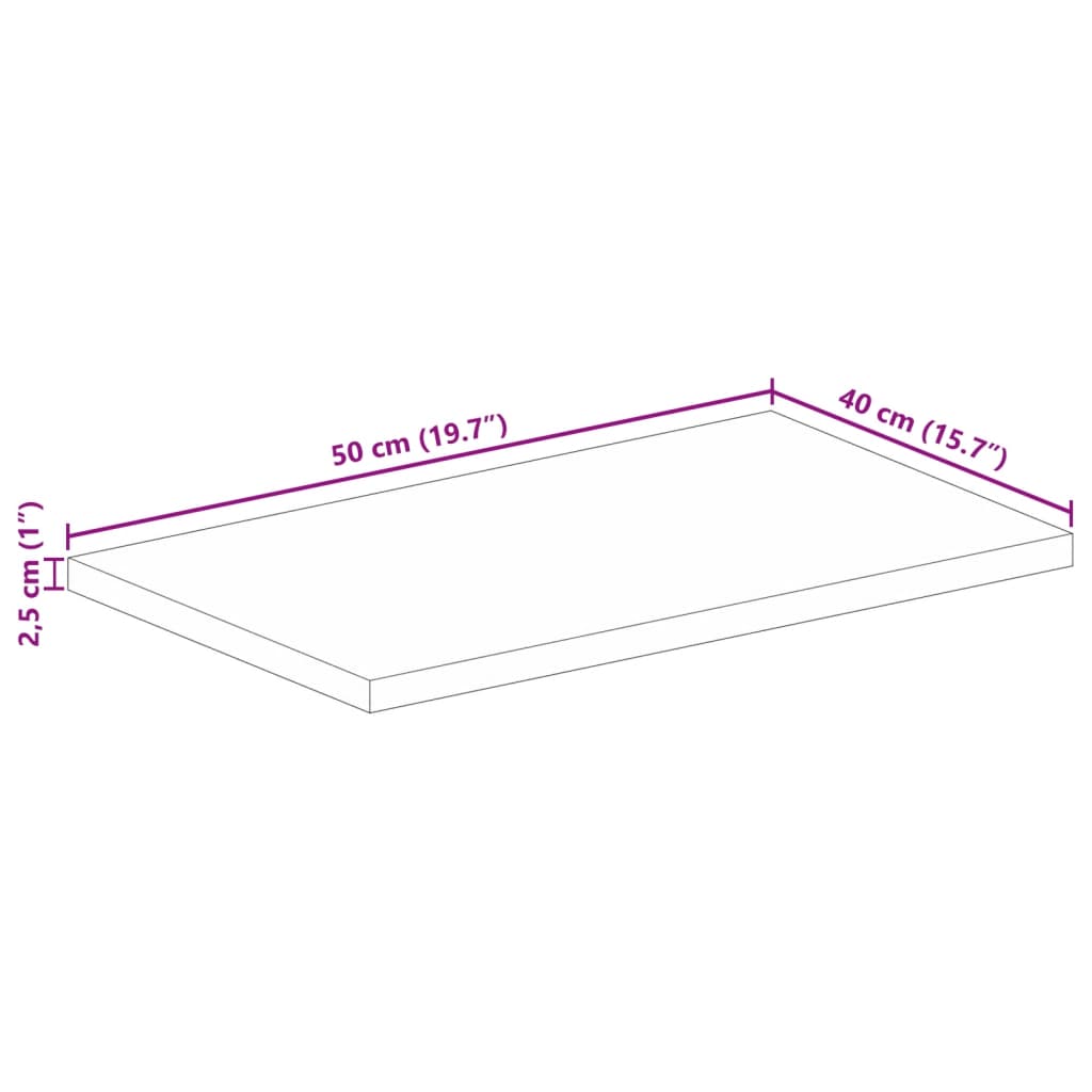 Piano per Tavolo 50x40x2,5 cm Rettangolare Legno Massello Mango | homemem39