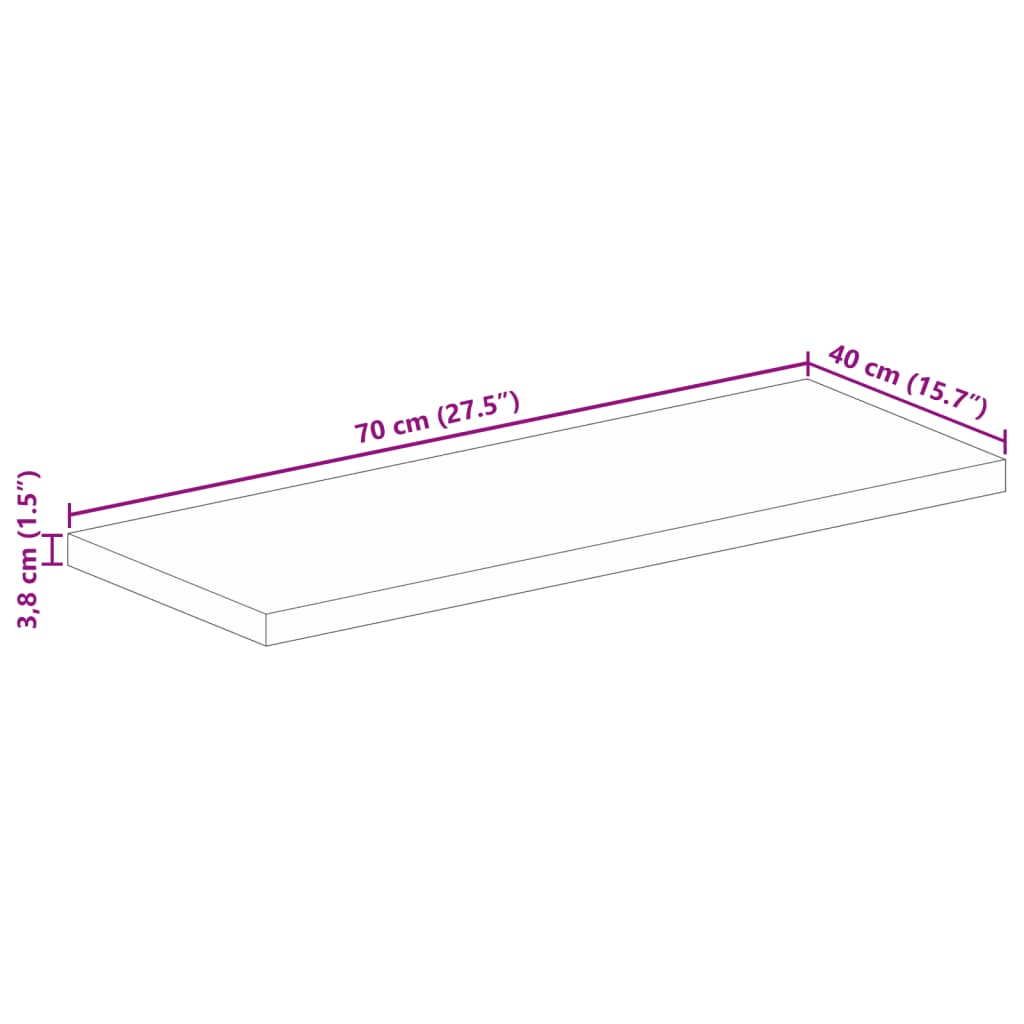 Piano per Tavolo 70x40x3,8 cm Rettangolare Legno Massello Mango | homemem39