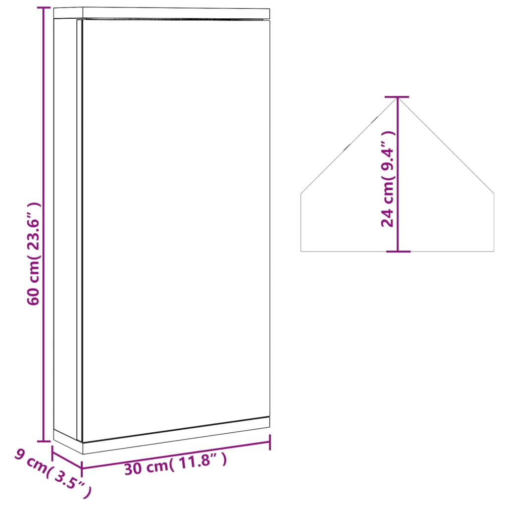 Armadietto Angolare con Specchio da Bagno Bianco 30x24x60 cm | homemem39