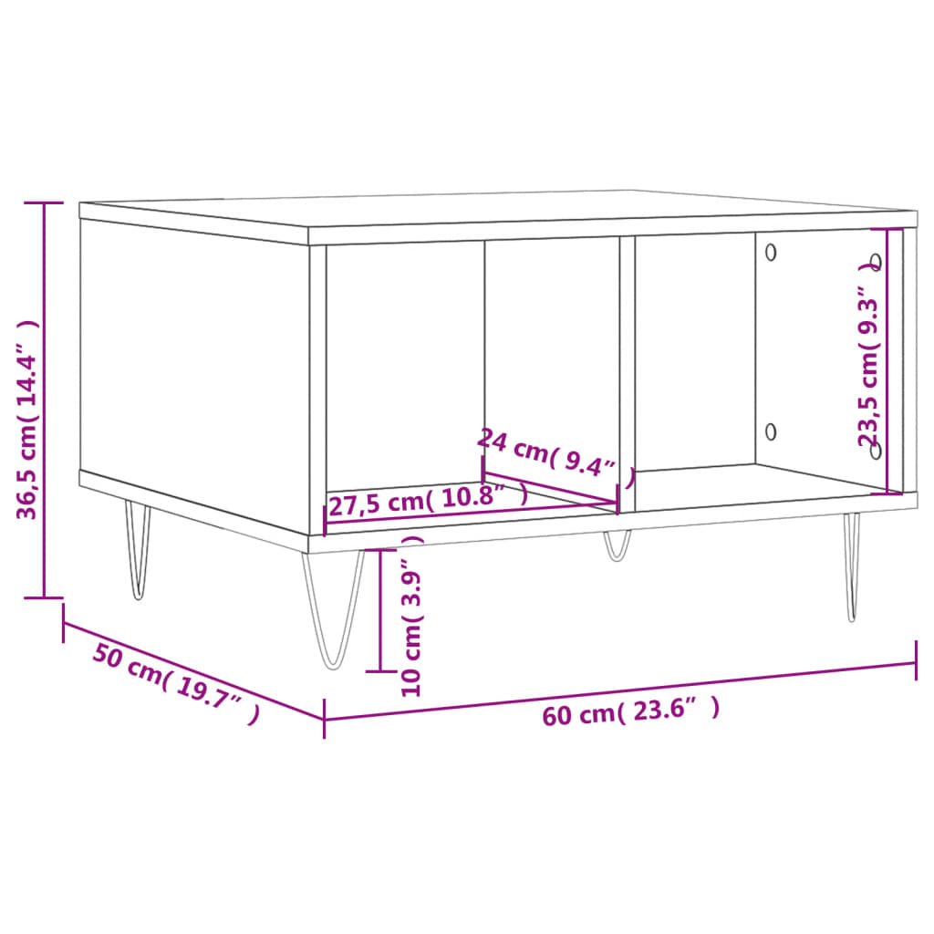 Tavolino Salotto Grigio Cemento 60x50x36,5 cm Legno Multistrato | homemem39
