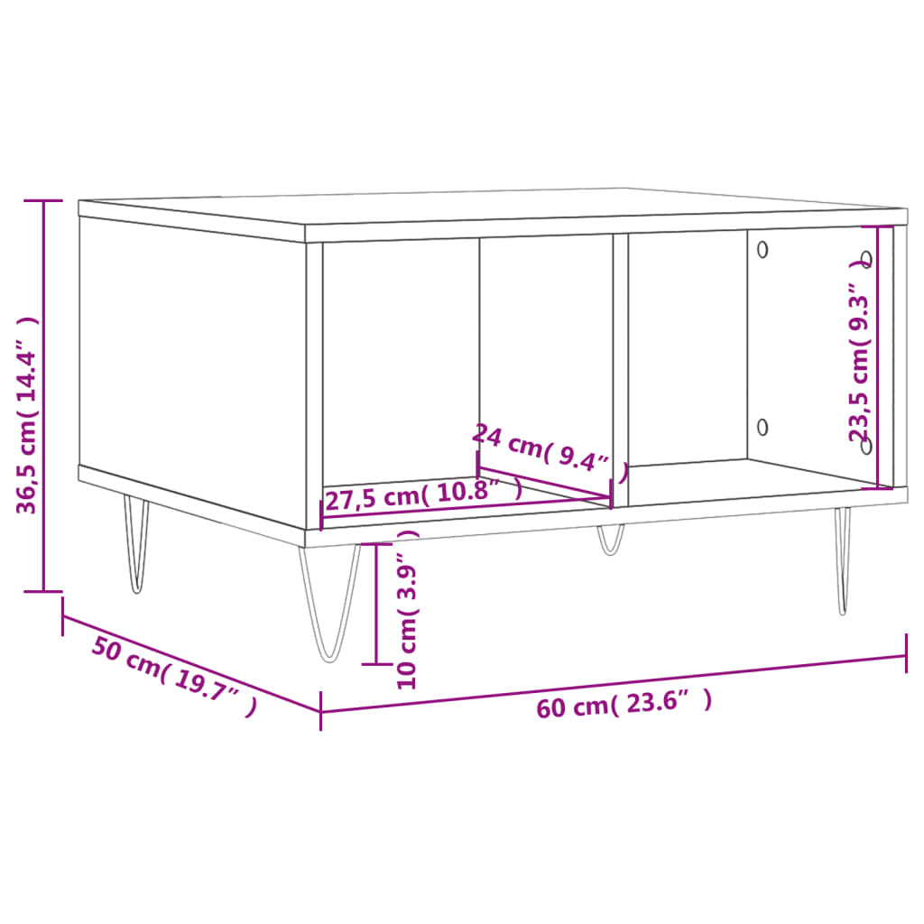 Tavolino da Salotto grigio sonoma 60x50x36,5 cm in Multistrato | homemem39