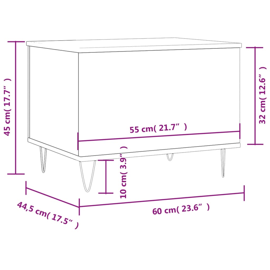 Tavolino da Salotto Nero 60x44,5x45 cm in Legno Multistrato | homemem39