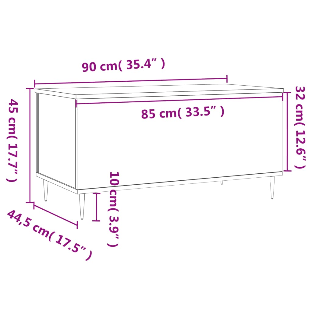 Tavolino Salotto Rovere Sonoma 90x44,5x45 cm Legno Multistrato | homemem39