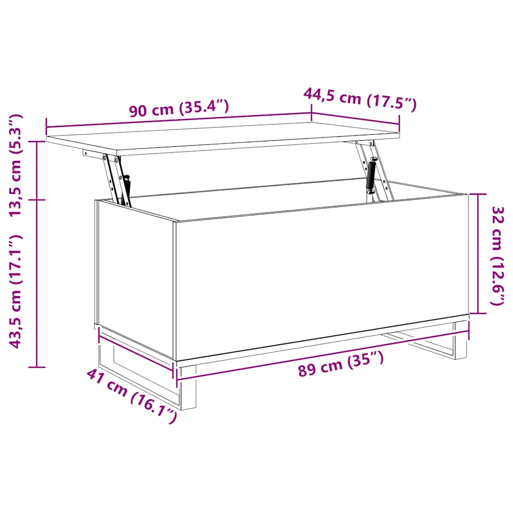 Tavolino Salotto Rovere Marrone 90x44,5x45 cm Legno Multistrato | homemem39