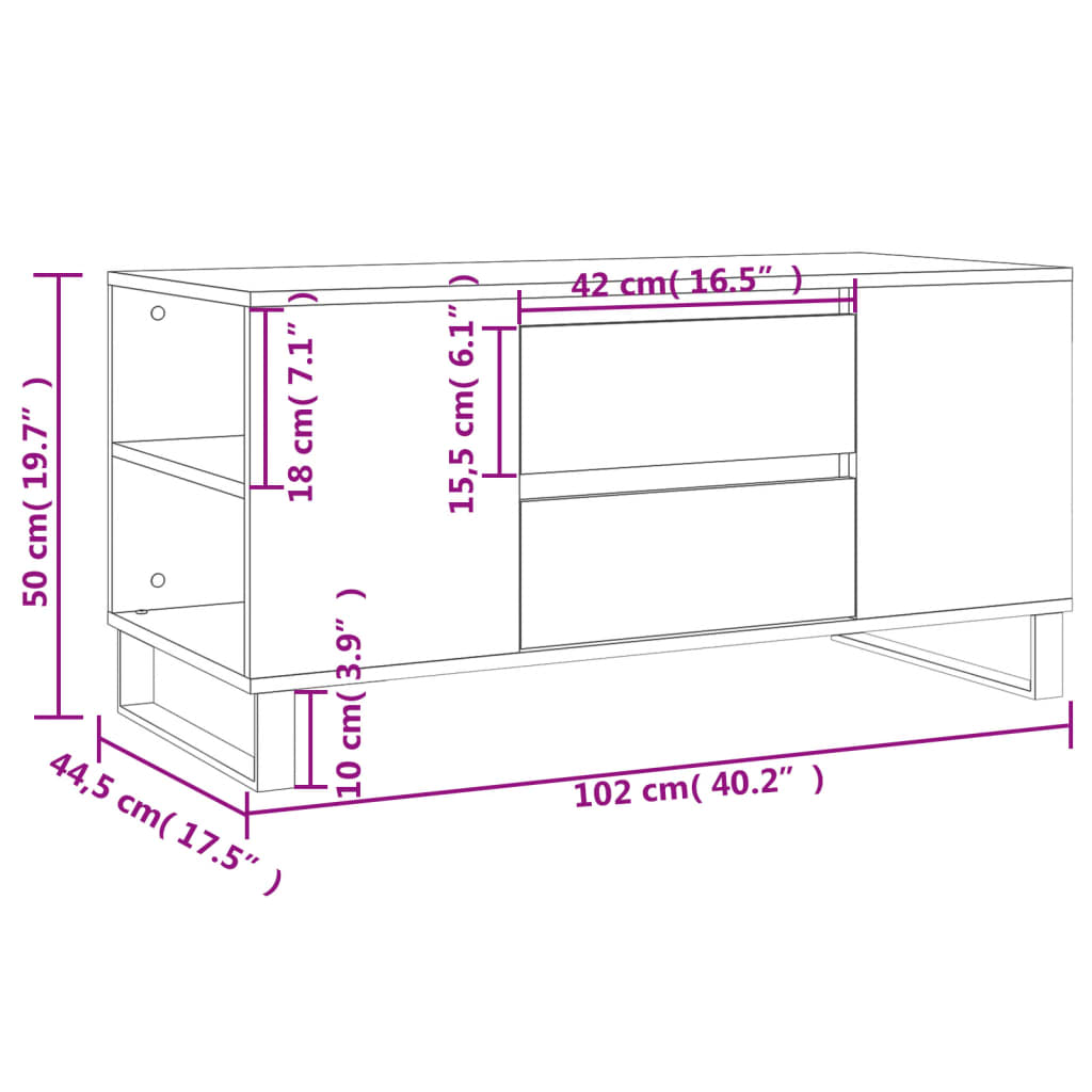 Tavolino Salotto Rovere Sonoma 102x44,5x50 cm Legno Multistrato | homemem39