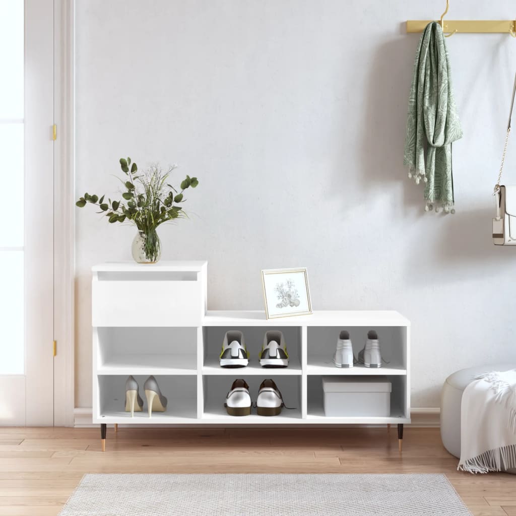 Scarpiera Bianca 102x36x60 cm in Legno Multistrato - homemem39