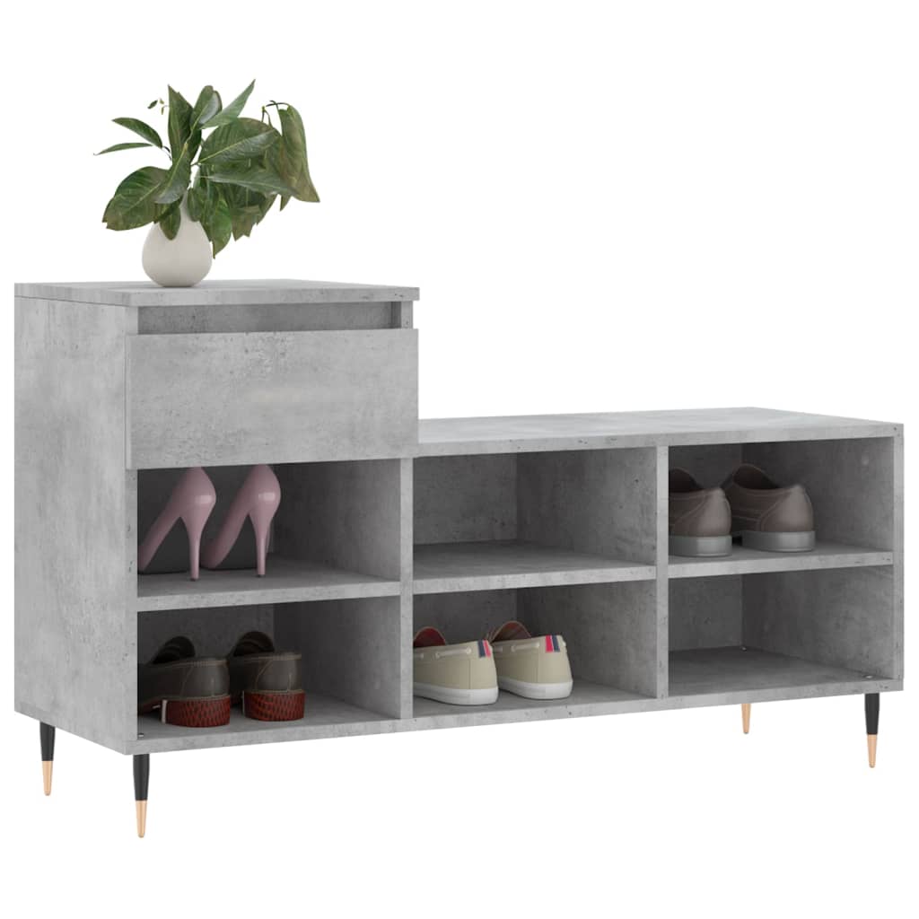 Scarpiera Grigio Cemento 102x36x60 cm in Legno Multistrato - homemem39