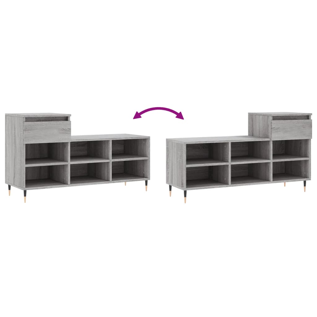 Scarpiera Grigio Sonoma 102x36x60 cm in Legno Multistrato - homemem39