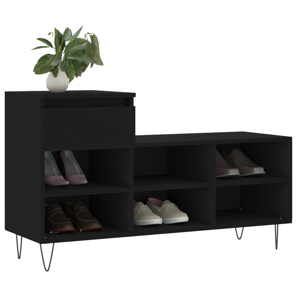 Scarpiera Nera 102x36x60 cm in Legno Multistrato - homemem39