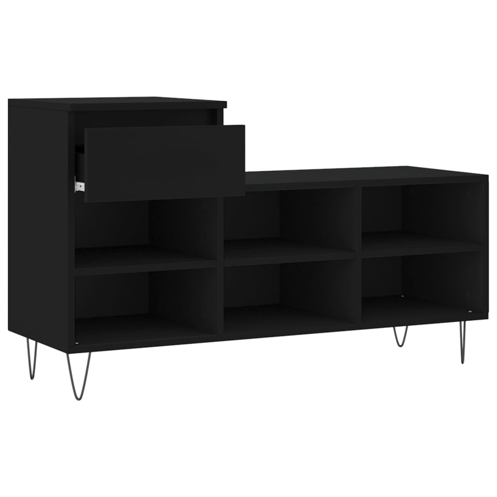 Scarpiera Nera 102x36x60 cm in Legno Multistrato - homemem39