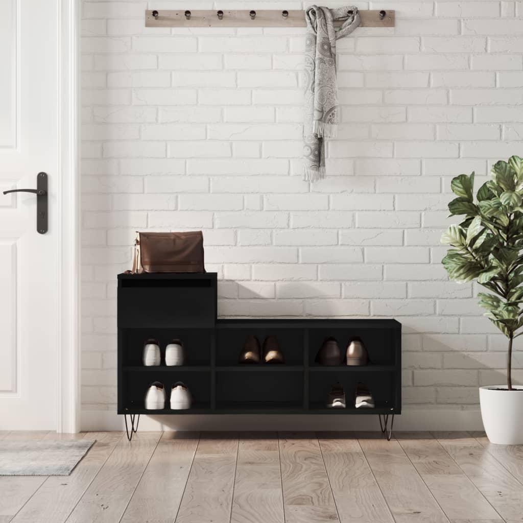 Scarpiera Nera 102x36x60 cm in Legno Multistrato - homemem39