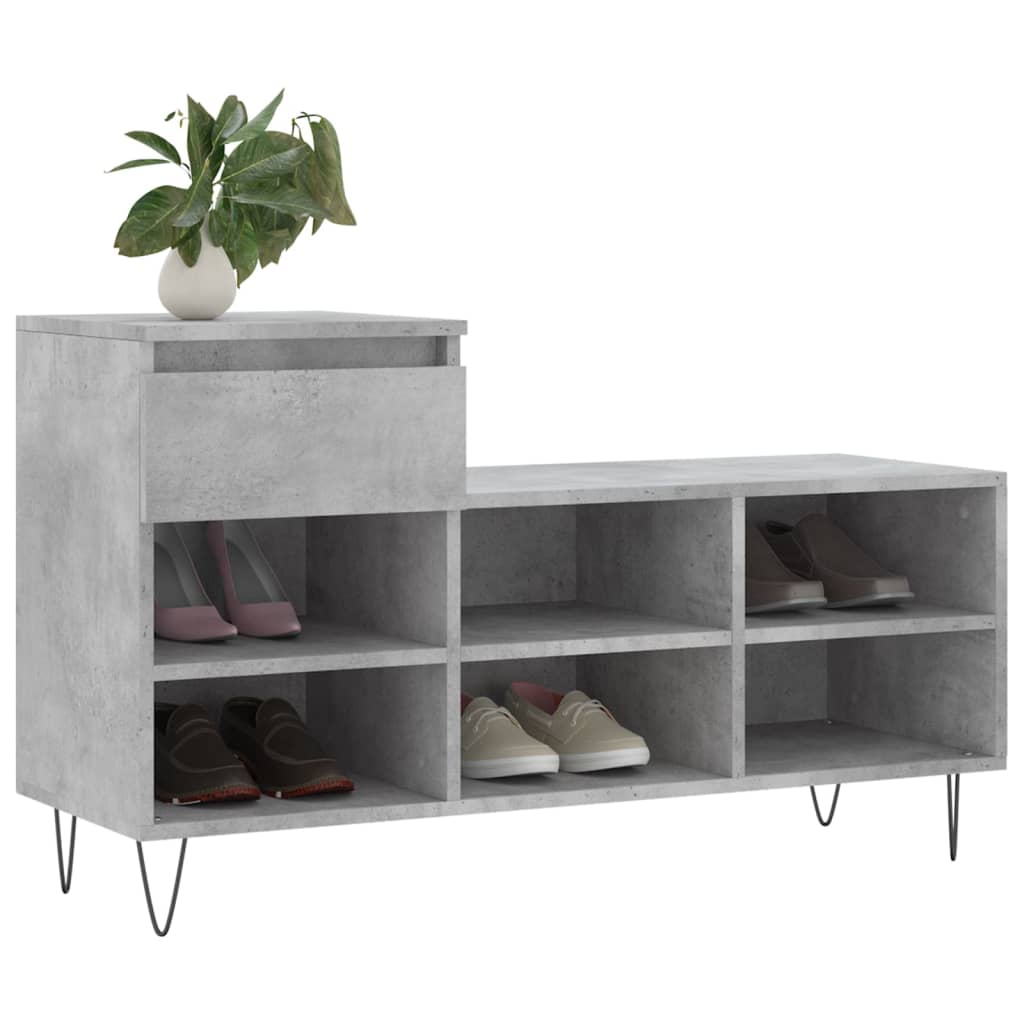 Scarpiera Grigio Cemento 102x36x60 cm in Legno Multistrato - homemem39