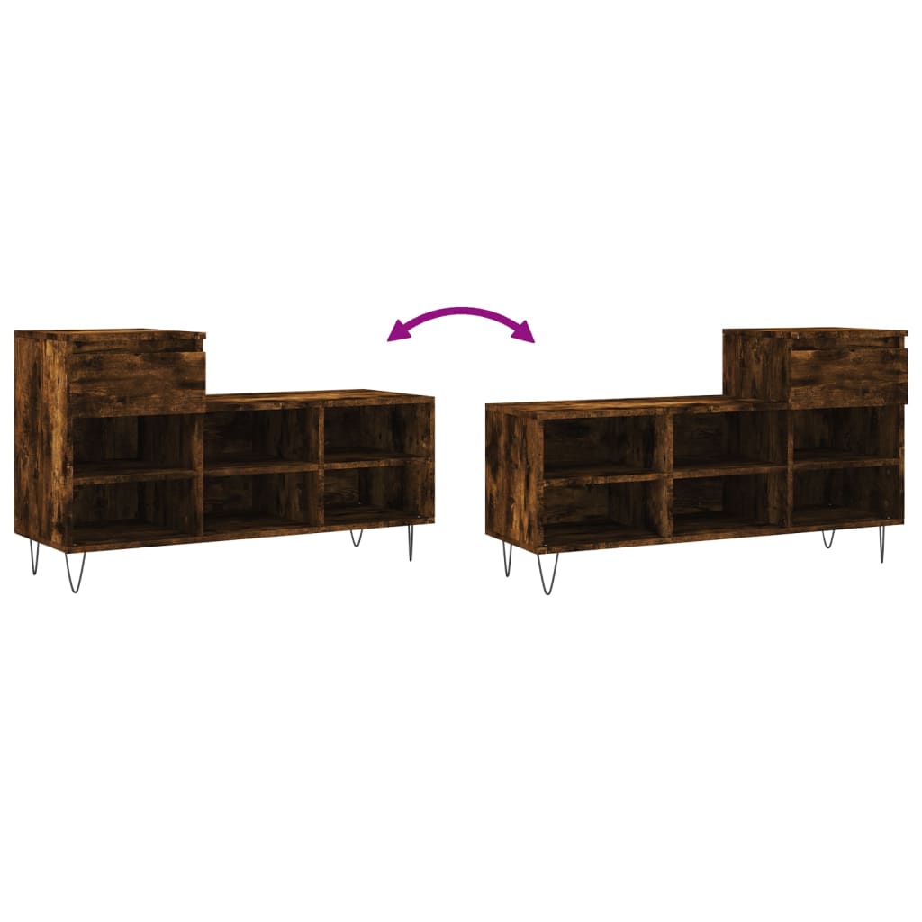 Scarpiera Rovere Fumo 102x36x60 cm in Legno Multistrato - homemem39