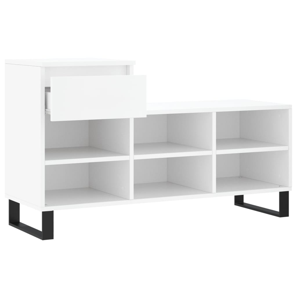 Scarpiera Bianca 102x36x60 cm in Legno Multistrato - homemem39
