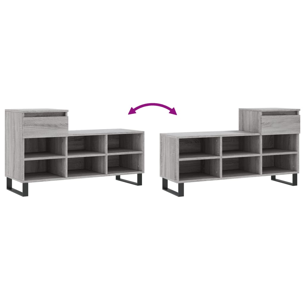 Scarpiera Grigio Sonoma 102x36x60 cm in Legno Multistrato - homemem39