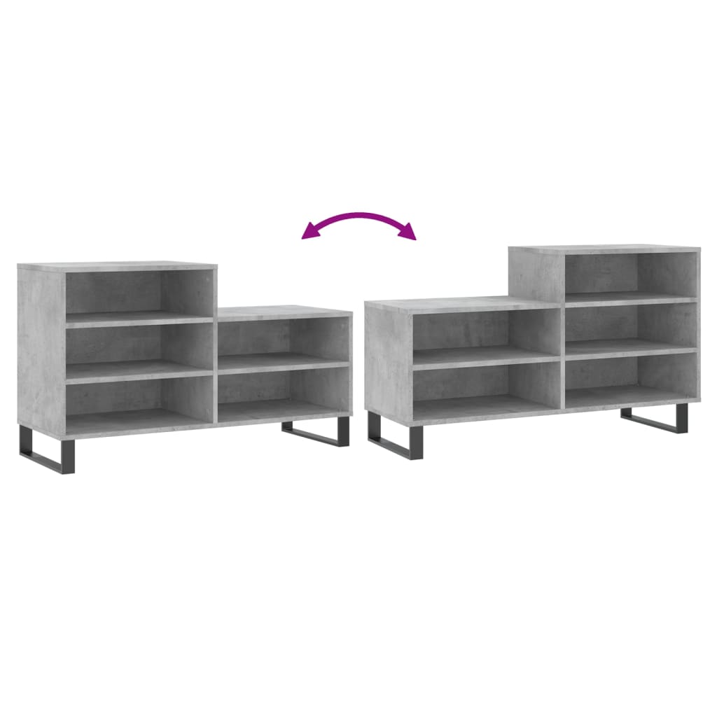 Scarpiera Grigio Cemento 102x36x60 cm in Legno Multistrato - homemem39