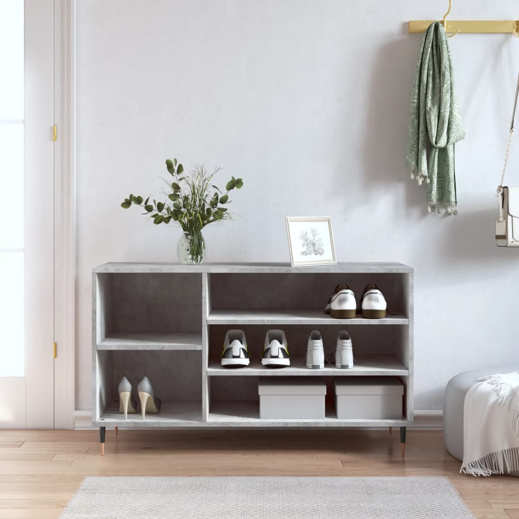 Scarpiera Grigio Cemento 102x36x60 cm in Legno Multistrato - homemem39