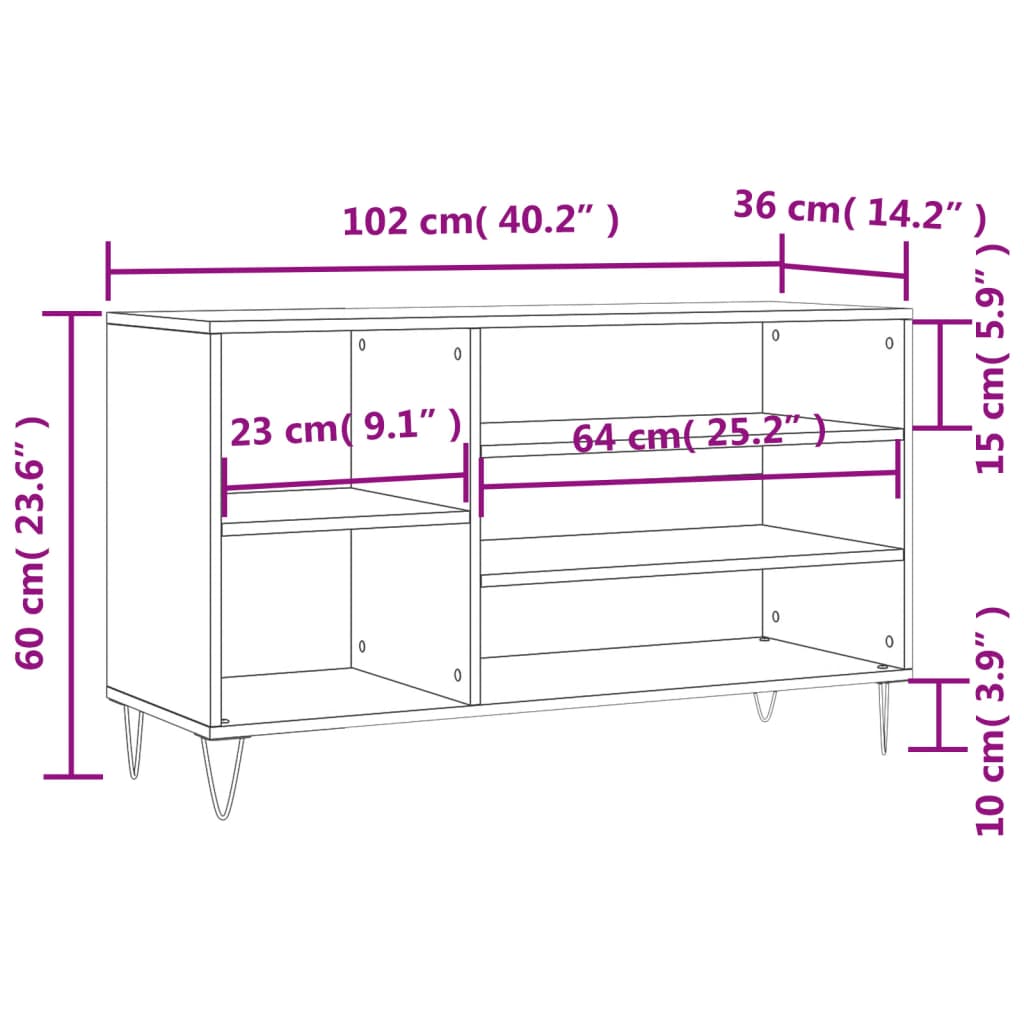 Scarpiera Bianco Lucido 102x36x60 cm in Legno Multistrato - homemem39